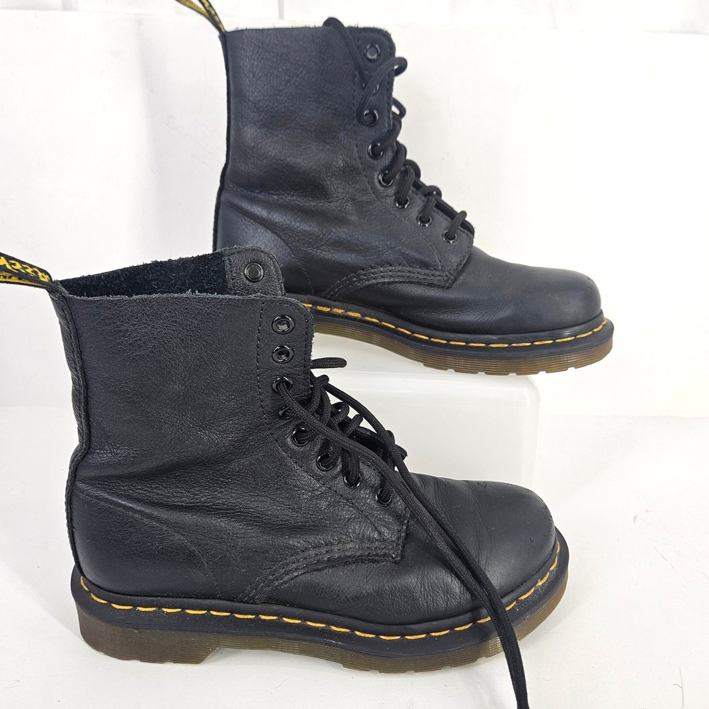 Dr Martens Pascal Black Soft Leather Lace Up Boots Womens US 7 UK 5 EU 38